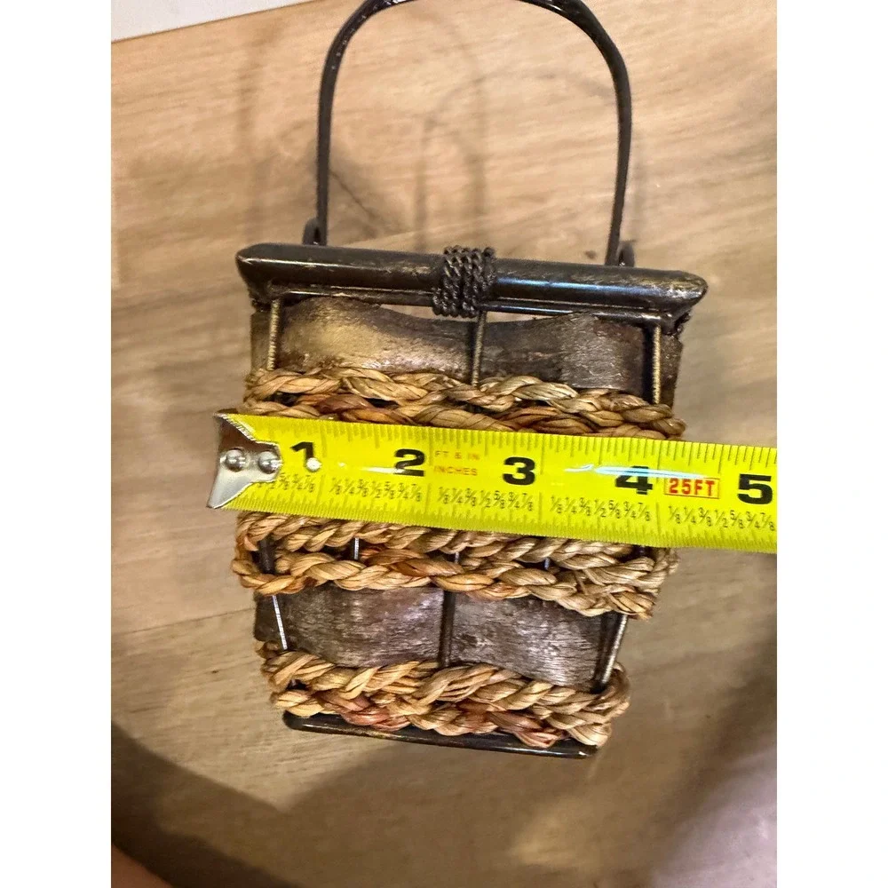 Rooster Decorative Basket Small Brown Rustic Farmhouse Country Kitchen Farm